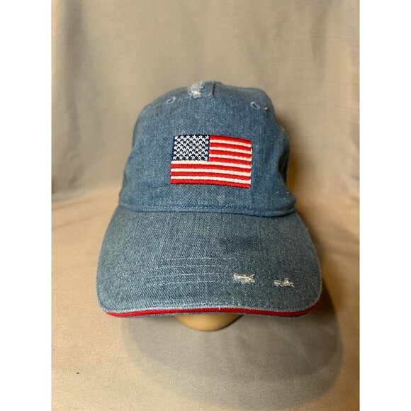 Mad Love Adjustable Distressed American Flag Baseball Cap / Hat - Picture 1 of 5